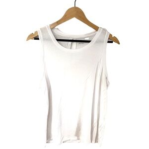 Halogen White Sleeveless Rayon Blend Tank Top | Size Large